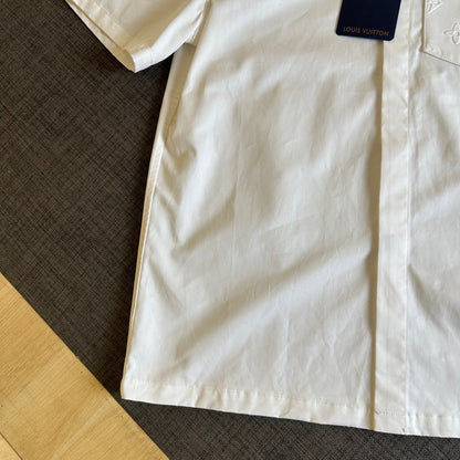 250917 New high-quality pocket embossed monogram short-sleeved shirt