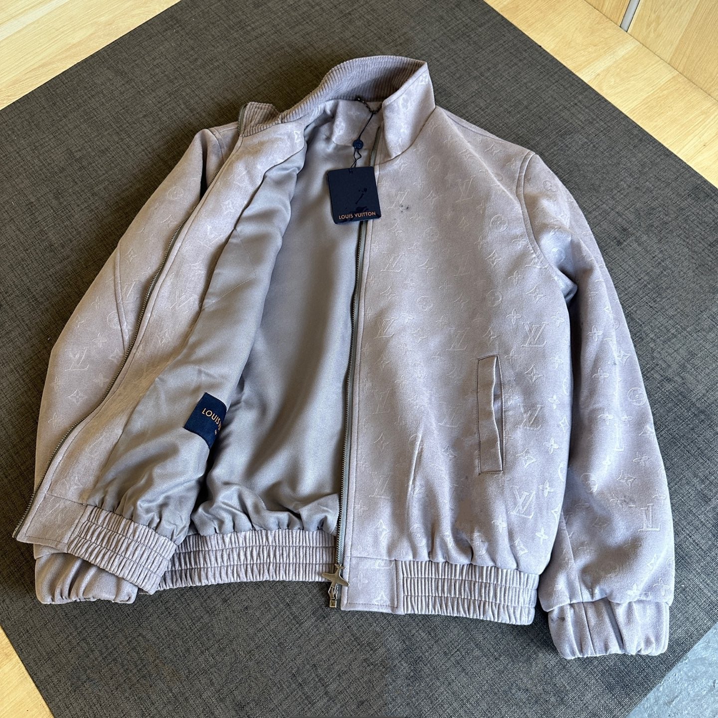 250917 new high-quality suede fleece steel embossed monogram casual jacket