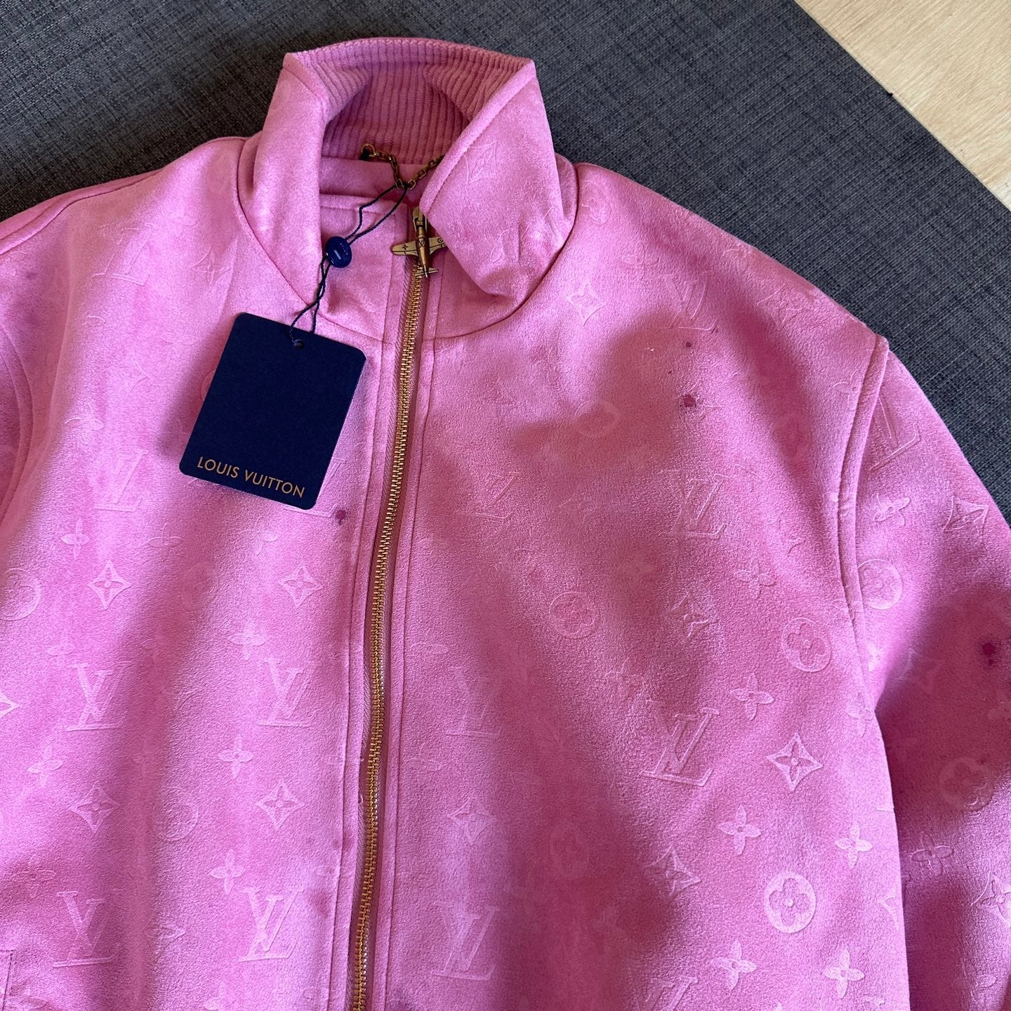 250917 new high-quality suede fleece steel embossed monogram casual jacket