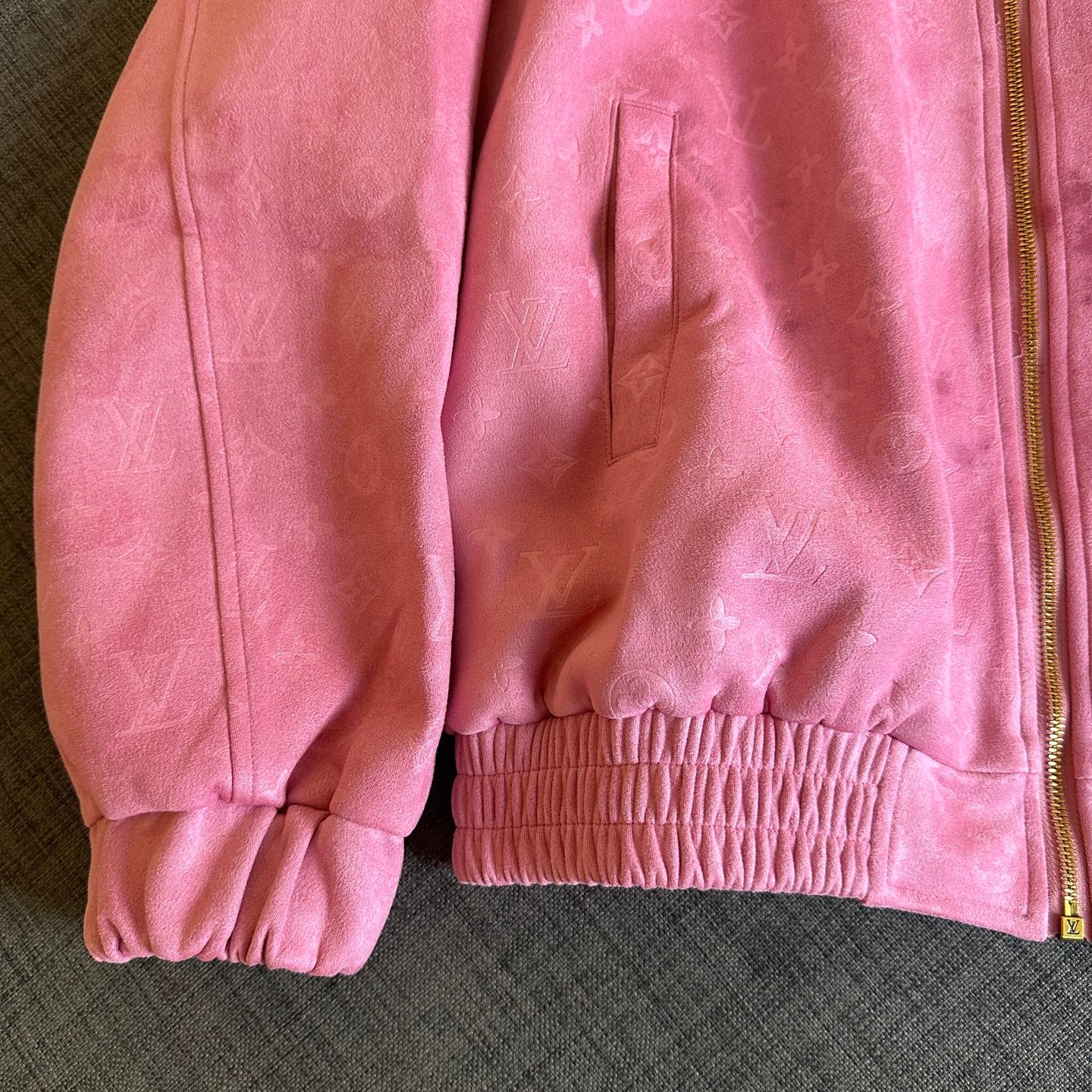 250917 new high-quality suede fleece steel embossed monogram casual jacket