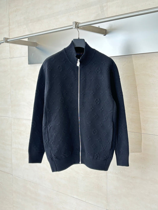 250917 New high-quality embossed stand-up collar knitted coat