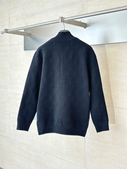 250917 New high-quality embossed stand-up collar knitted coat