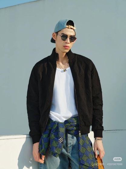 250917 New high-quality embossed stand-up collar knitted coat