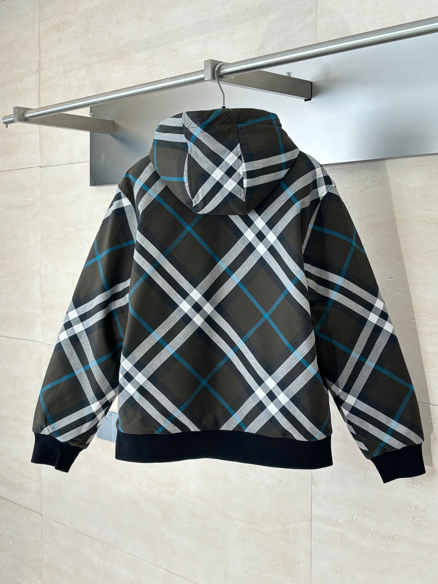 250917 New high-quality checkered hooded zipper cotton jacket