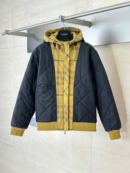 250917 New high-quality checkered hooded zipper cotton jacket