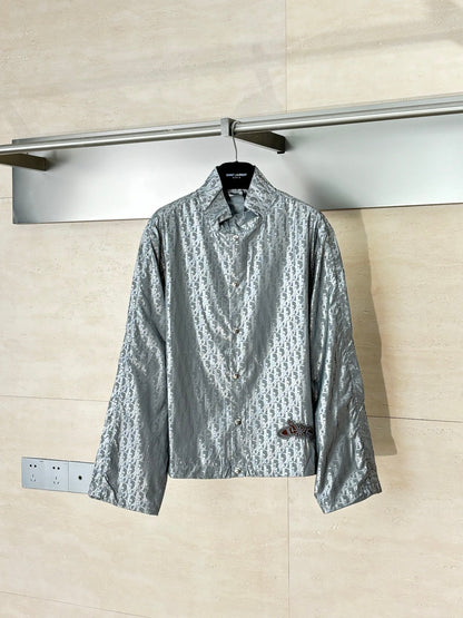 250917 New high-quality printed reflective long-sleeved button-up coat