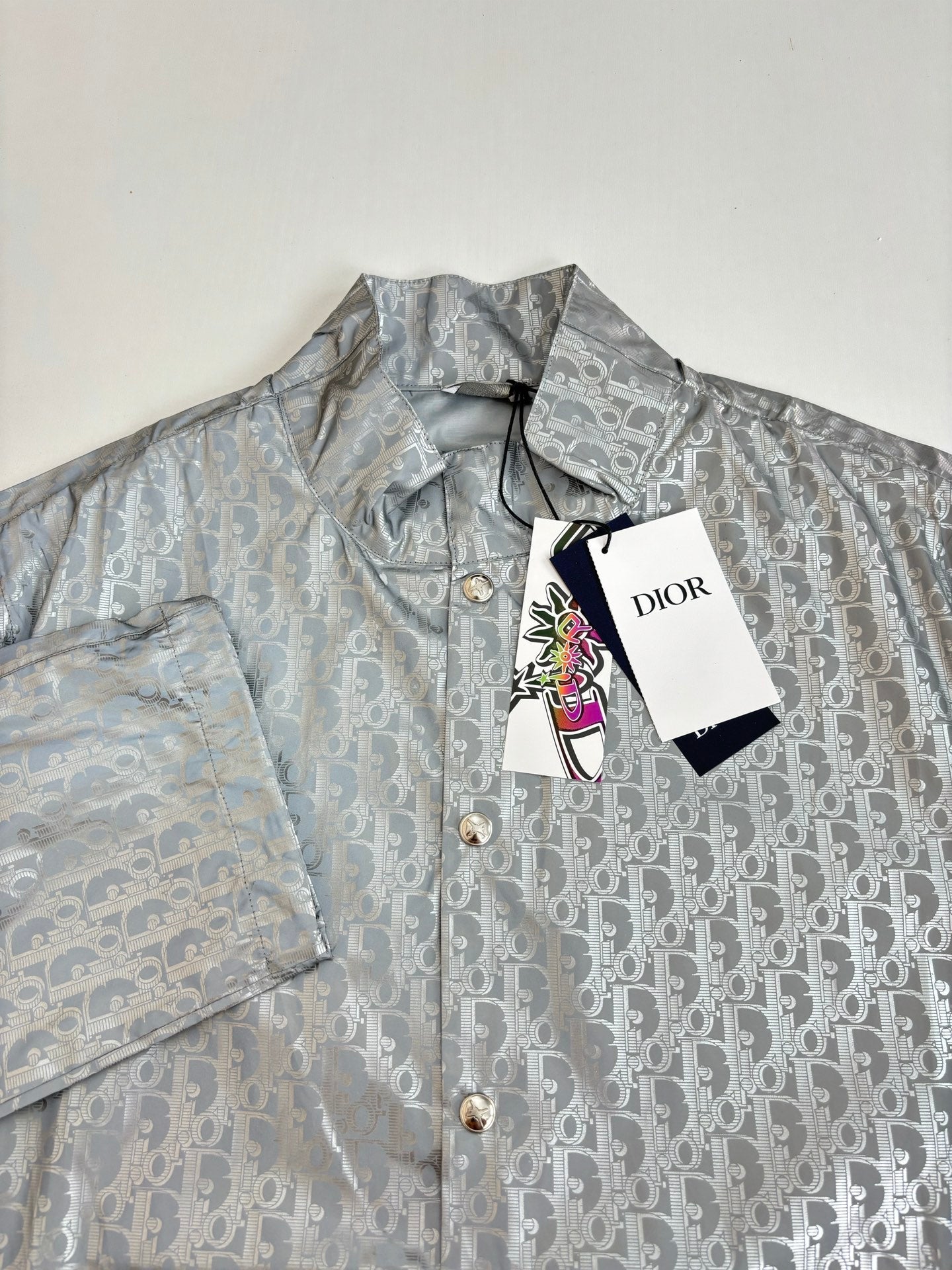 250917 New high-quality printed reflective long-sleeved button-up coat