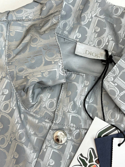 250917 New high-quality printed reflective long-sleeved button-up coat