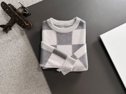 250917 New high-quality large checkerboard texture sweater