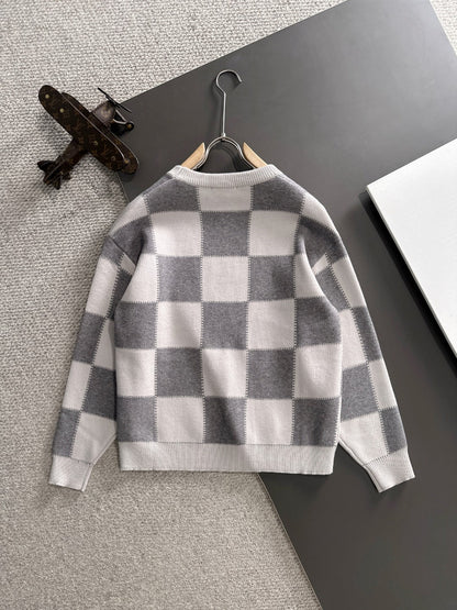 250917 New high-quality large checkerboard texture sweater