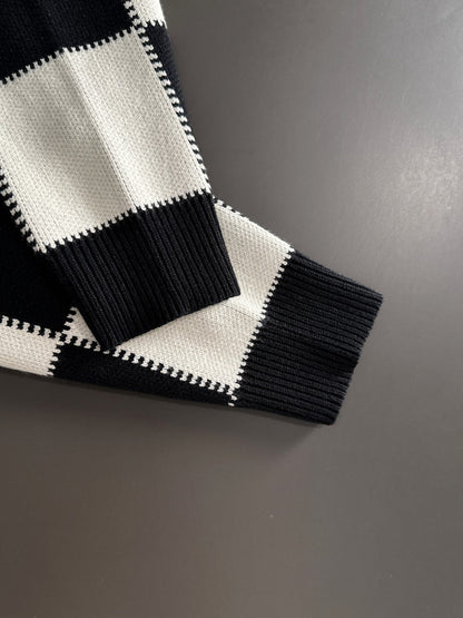 250917 New high-quality large checkerboard texture sweater