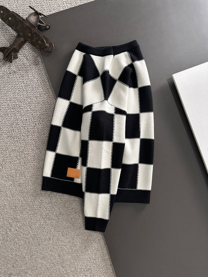 250917 New high-quality large checkerboard texture sweater