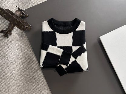 250917 New high-quality large checkerboard texture sweater