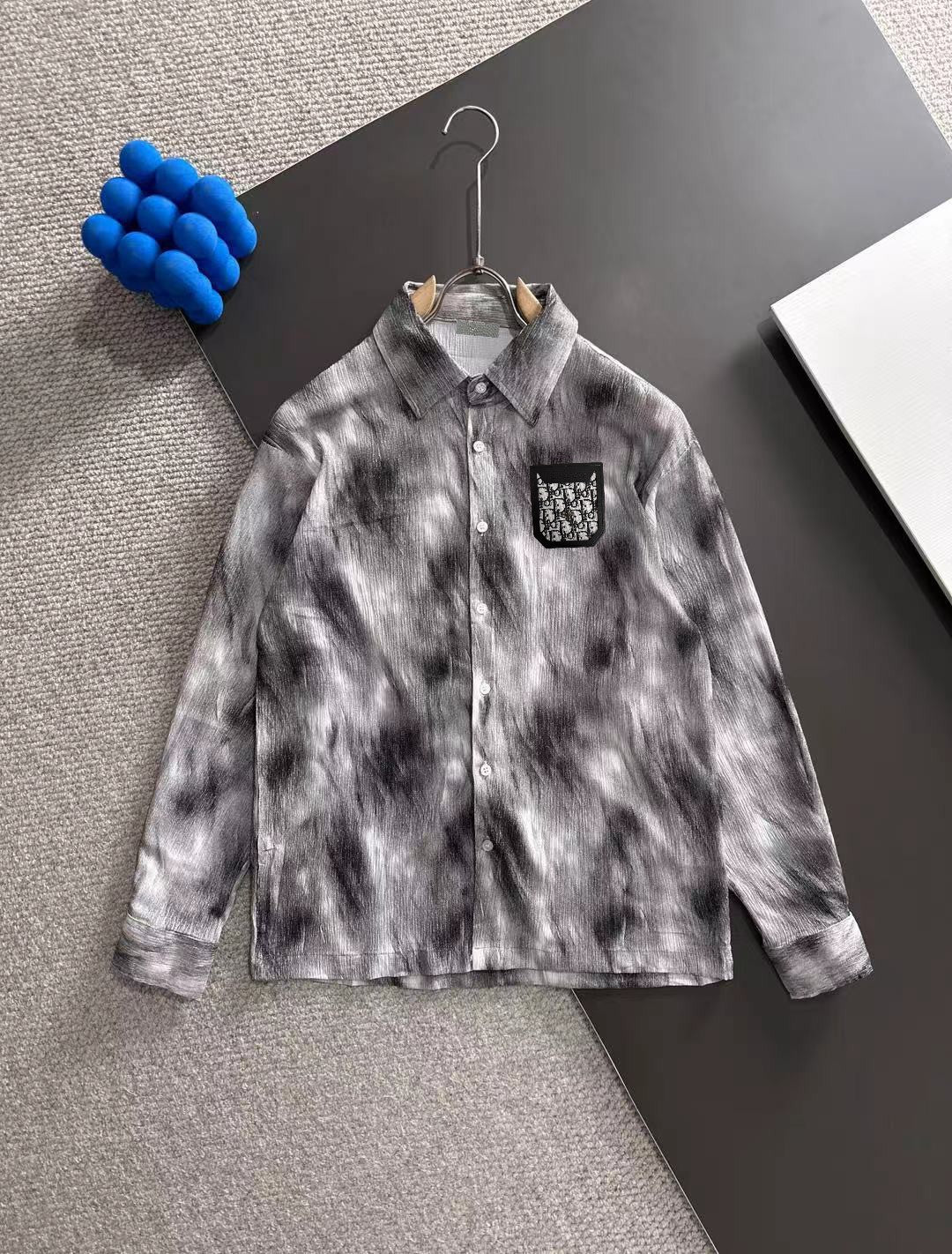 250917 New high-quality, thin, button-down, fashionable tie-dyed long-sleeved shirt