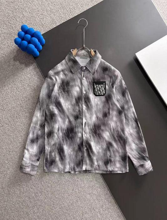 250917 New high-quality, thin, button-down, fashionable tie-dyed long-sleeved shirt