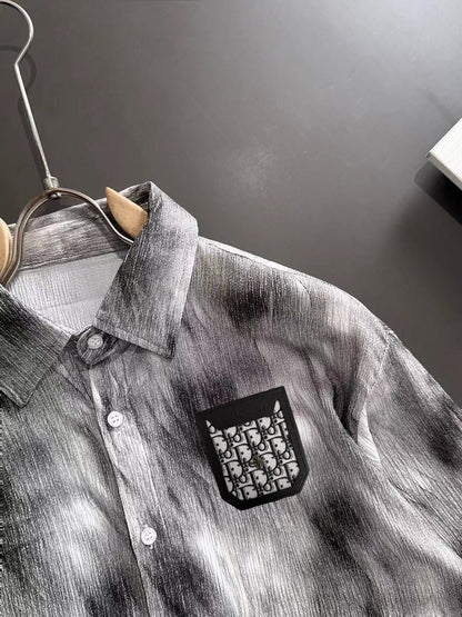 250917 New high-quality, thin, button-down, fashionable tie-dyed long-sleeved shirt