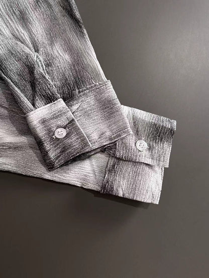 250917 New high-quality, thin, button-down, fashionable tie-dyed long-sleeved shirt