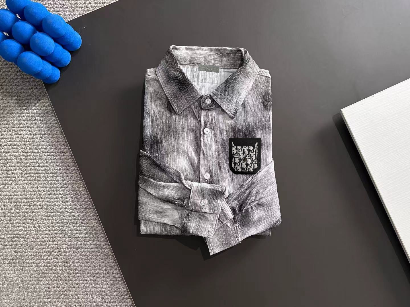 250917 New high-quality, thin, button-down, fashionable tie-dyed long-sleeved shirt