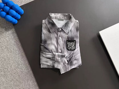 250917 New high-quality, thin, button-down, fashionable tie-dyed long-sleeved shirt
