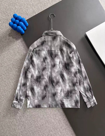 250917 New high-quality, thin, button-down, fashionable tie-dyed long-sleeved shirt