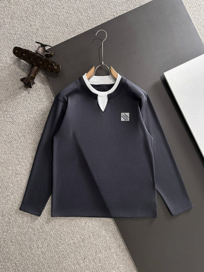 250917 New high-quality, color-blocking round-neck long-sleeved style