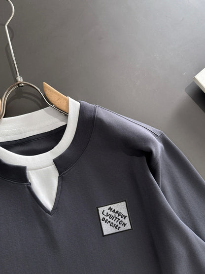 250917 New high-quality, color-blocking round-neck long-sleeved style