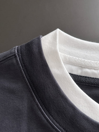250917 New high-quality, color-blocking round-neck long-sleeved style