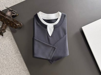 250917 New high-quality, color-blocking round-neck long-sleeved style