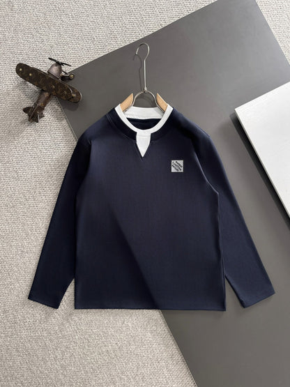 250917 New high-quality, color-blocking round-neck long-sleeved style