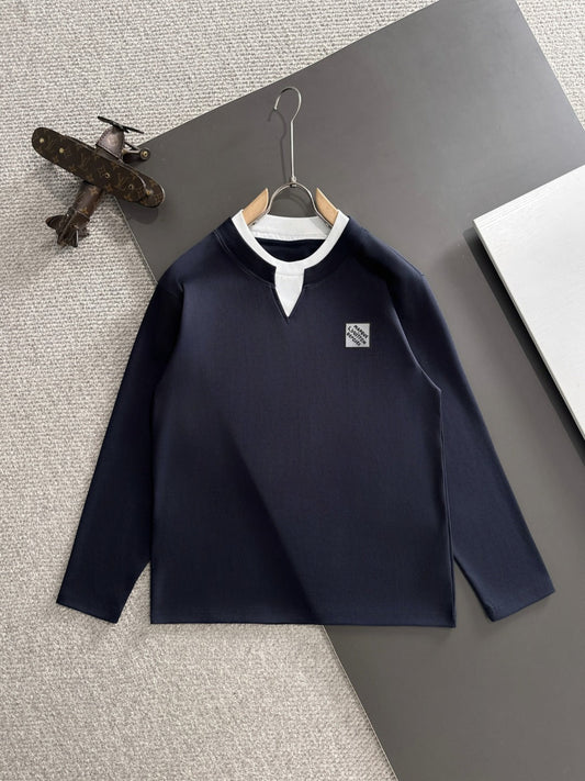 250917 New high-quality, color-blocking round-neck long-sleeved style