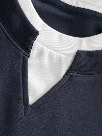 250917 New high-quality, color-blocking round-neck long-sleeved style