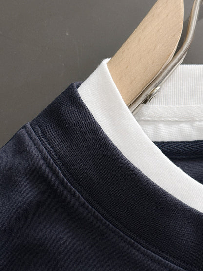 250917 New high-quality, color-blocking round-neck long-sleeved style