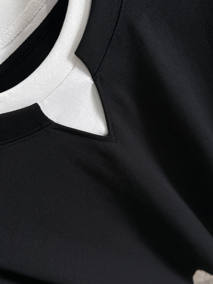 250917 New high-quality, color-blocking round-neck long-sleeved style