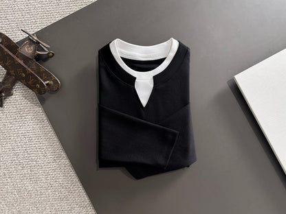 250917 New high-quality, color-blocking round-neck long-sleeved style