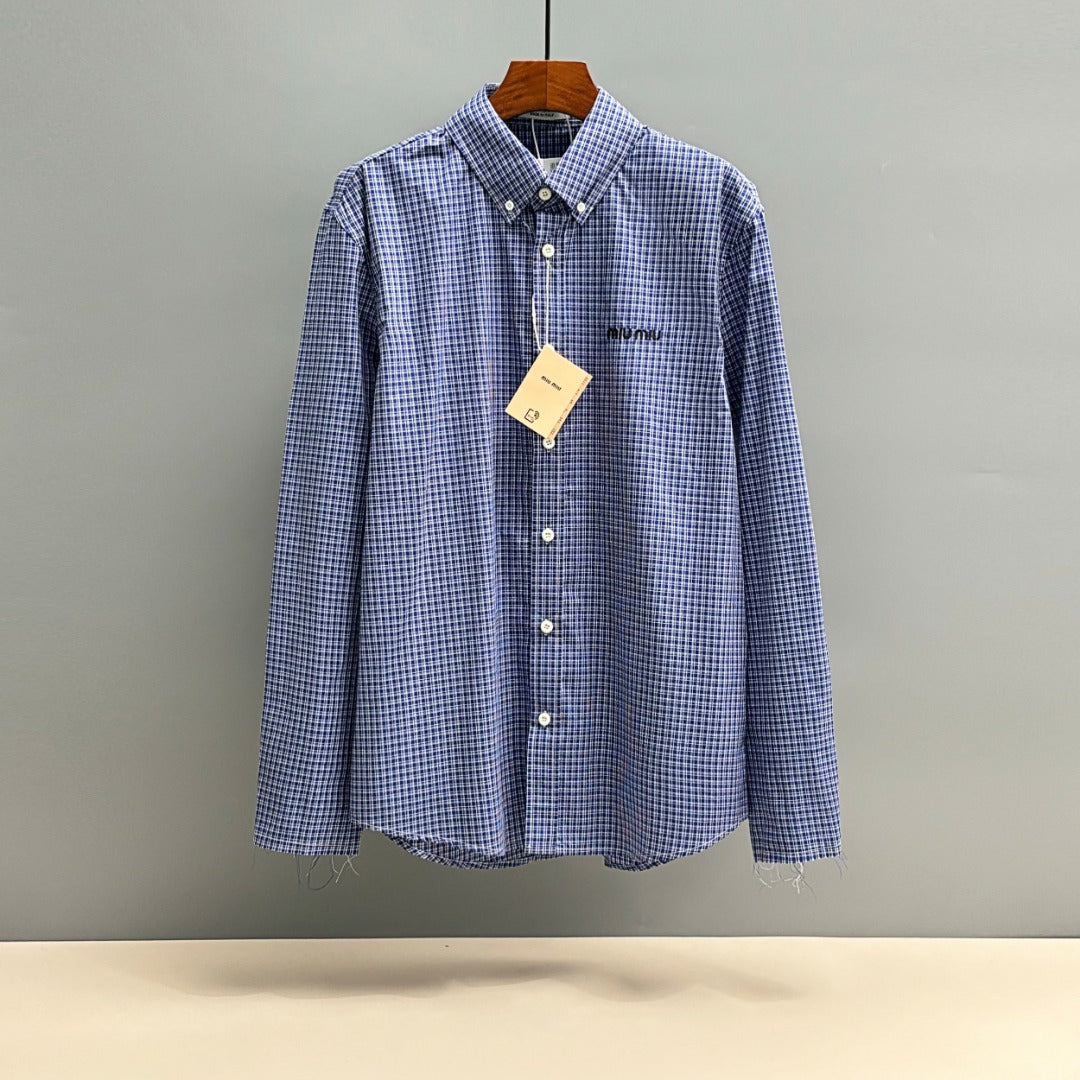 250917 New high-quality checked embroidered shirt