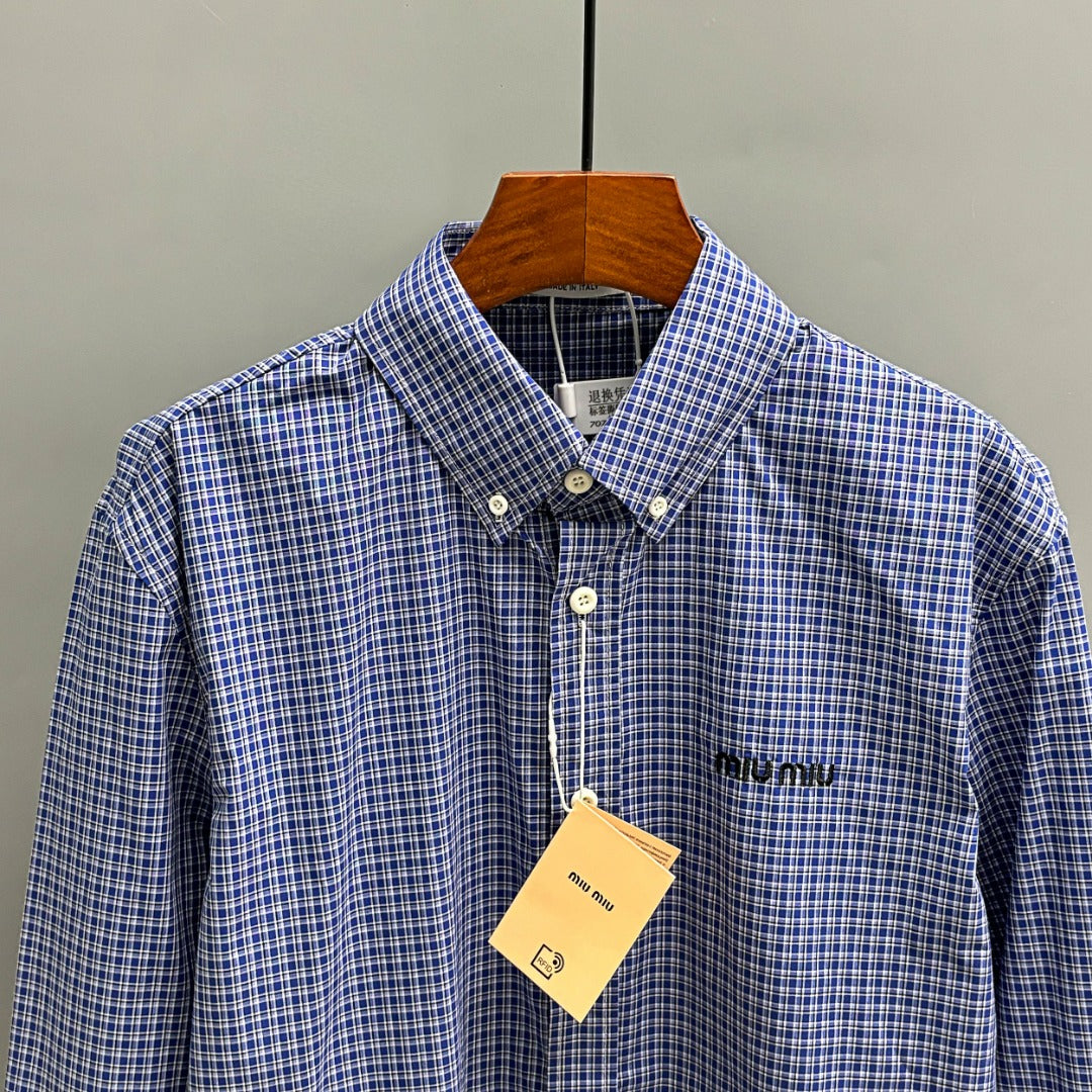 250917 New high-quality checked embroidered shirt