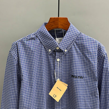 250917 New high-quality checked embroidered shirt