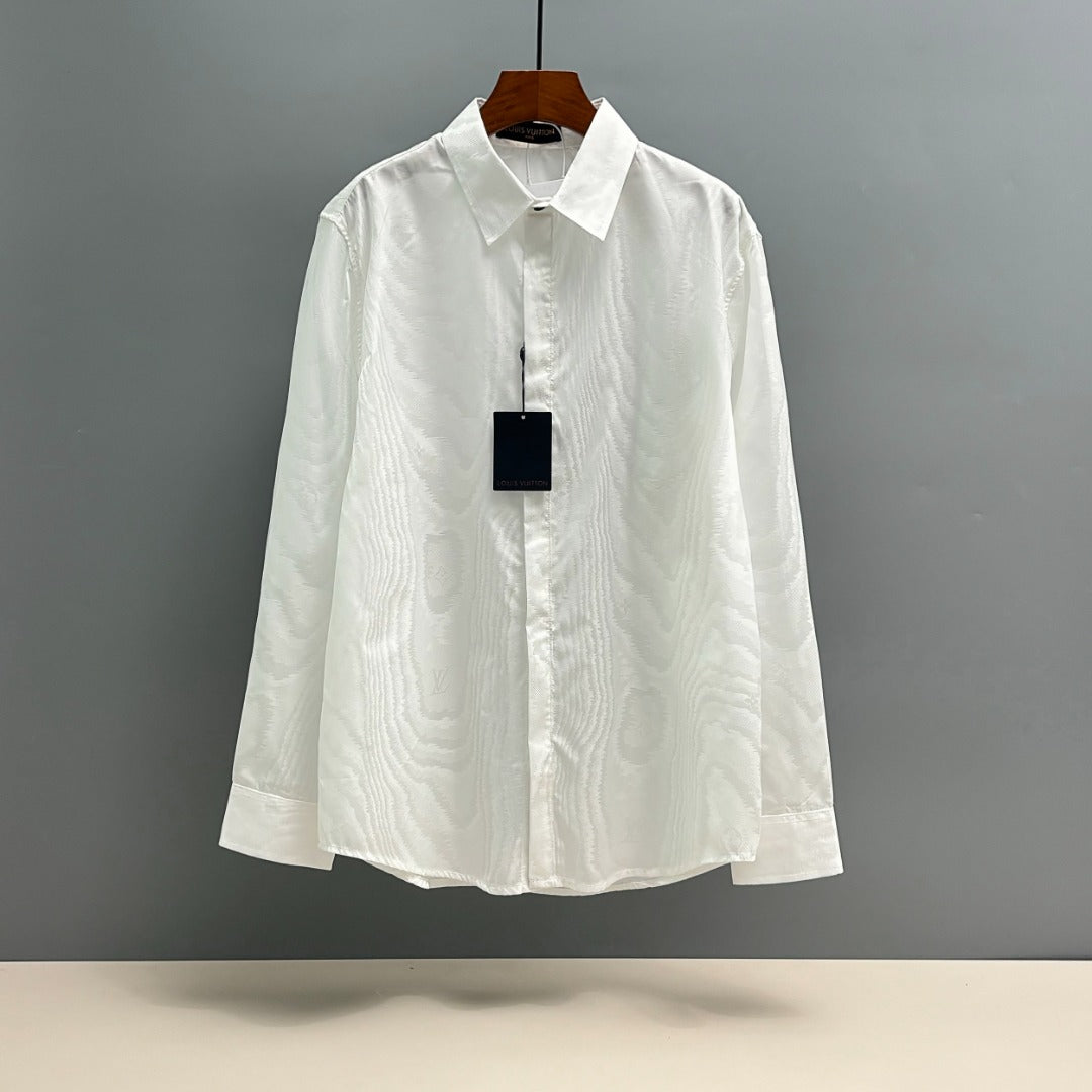 250917 New high-quality custom fabric wood-grain long-sleeved shirt