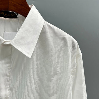 250917 New high-quality custom fabric wood-grain long-sleeved shirt