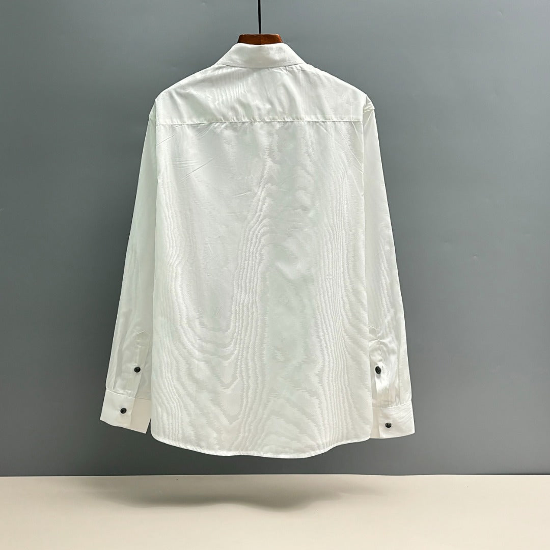 250917 New high-quality custom fabric wood-grain long-sleeved shirt