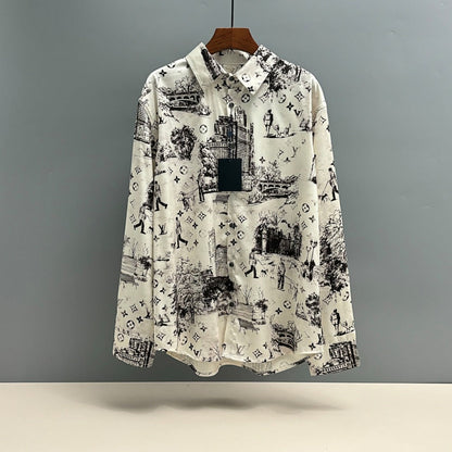 250917 New high-quality Tencel fabric printed long-sleeved shirt