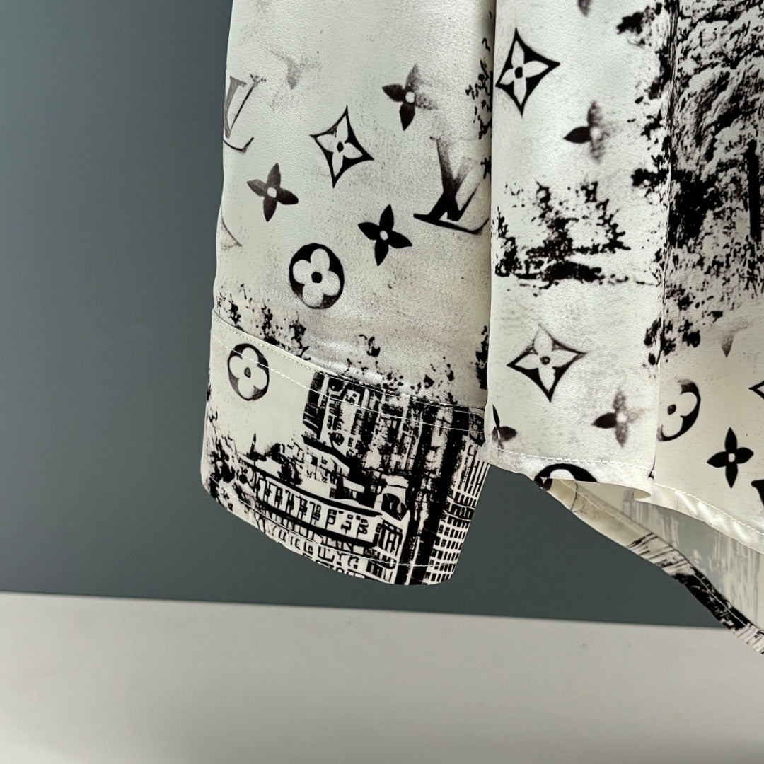 250917 New high-quality Tencel fabric printed long-sleeved shirt