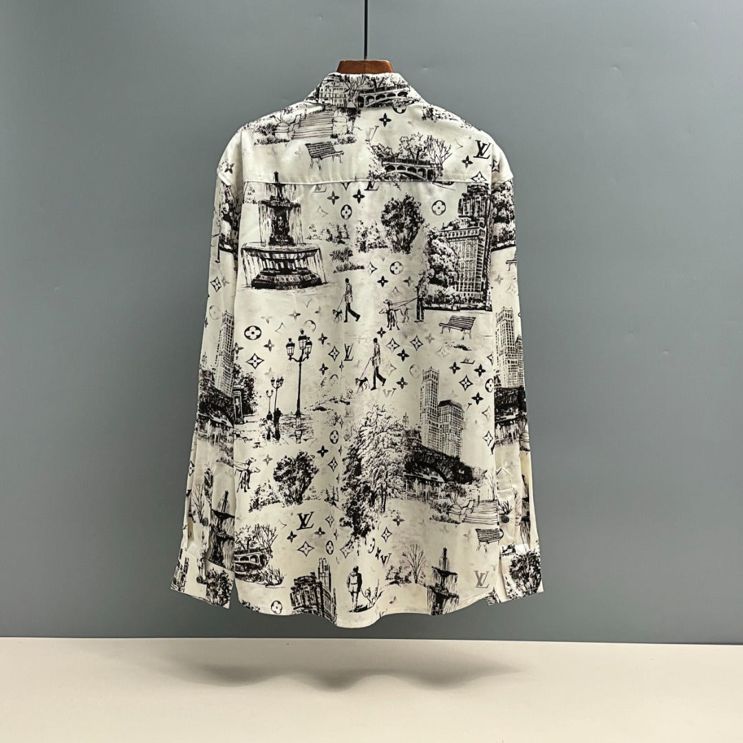 250917 New high-quality Tencel fabric printed long-sleeved shirt