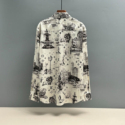 250917 New high-quality Tencel fabric printed long-sleeved shirt