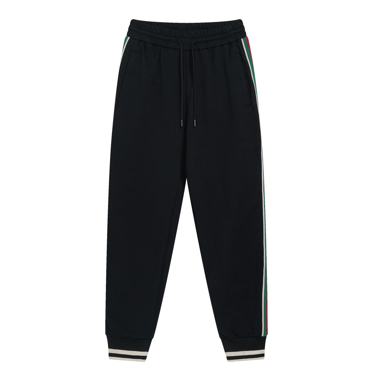 250917 New high-quality woven ribbon spliced elastic sports pants