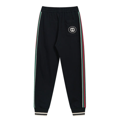 250917 New high-quality woven ribbon spliced elastic sports pants