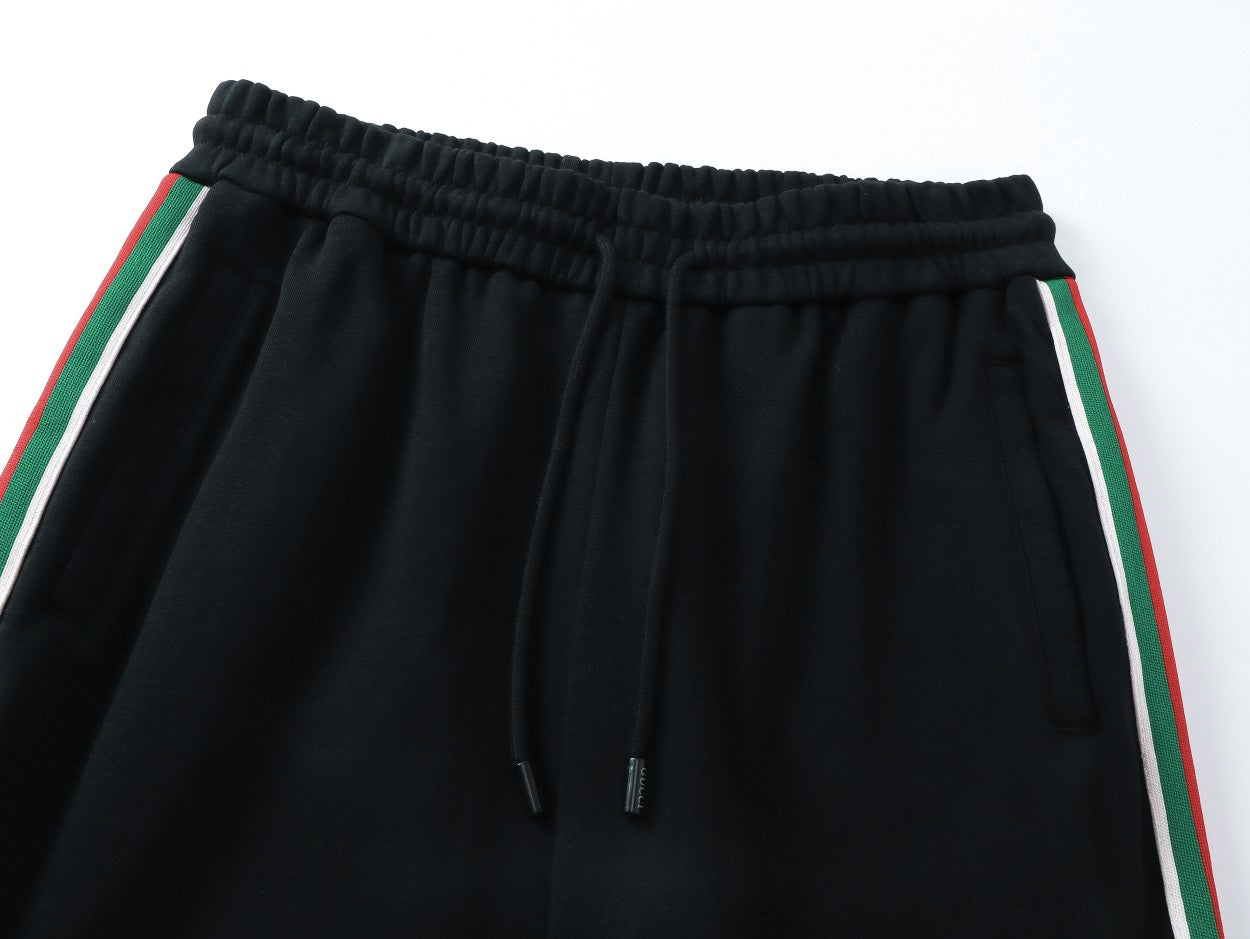 250917 New high-quality woven ribbon spliced elastic sports pants