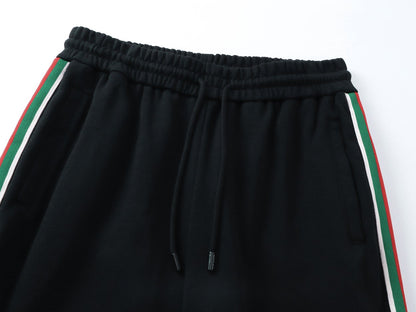 250917 New high-quality woven ribbon spliced elastic sports pants