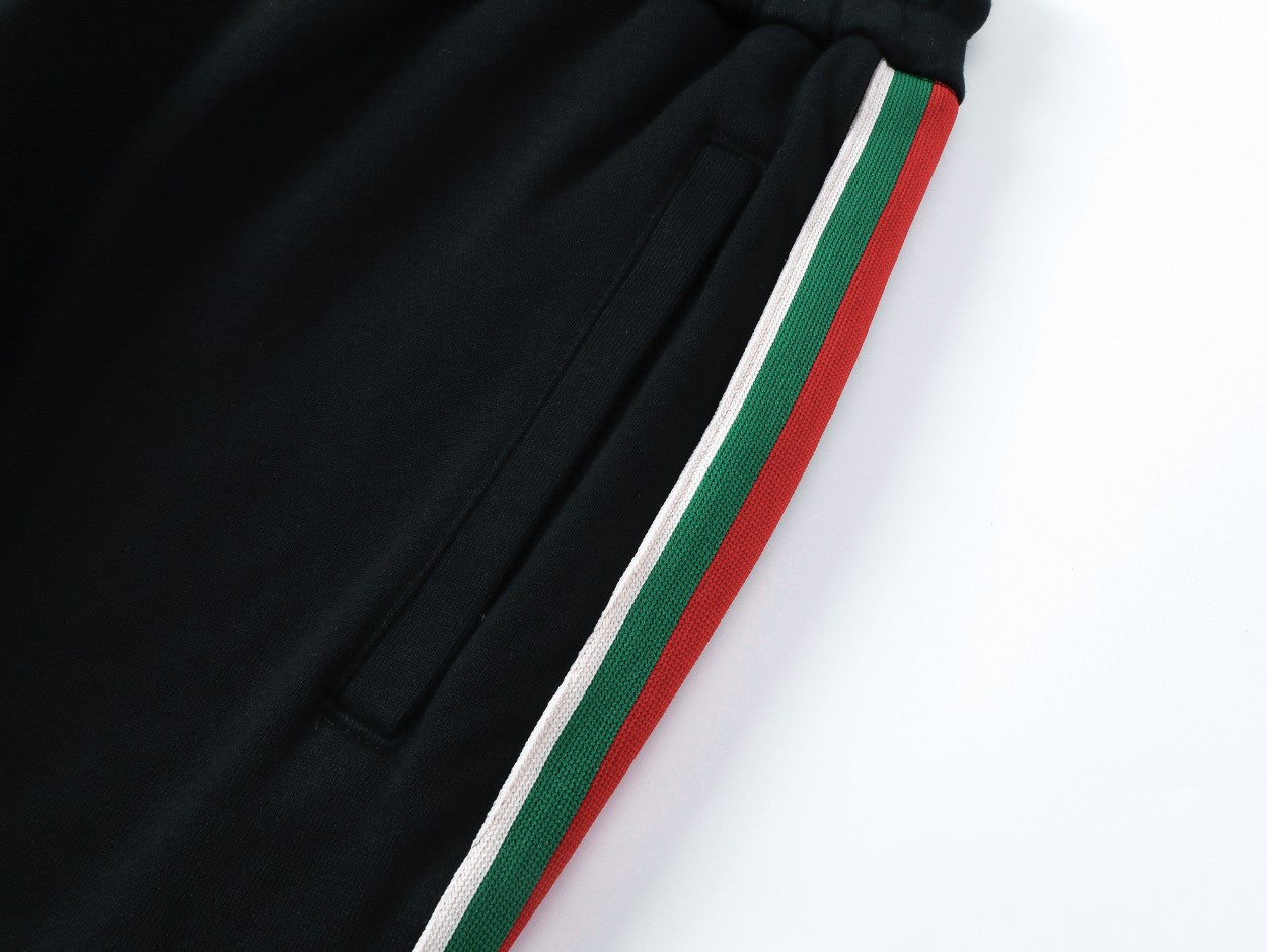 250917 New high-quality woven ribbon spliced elastic sports pants