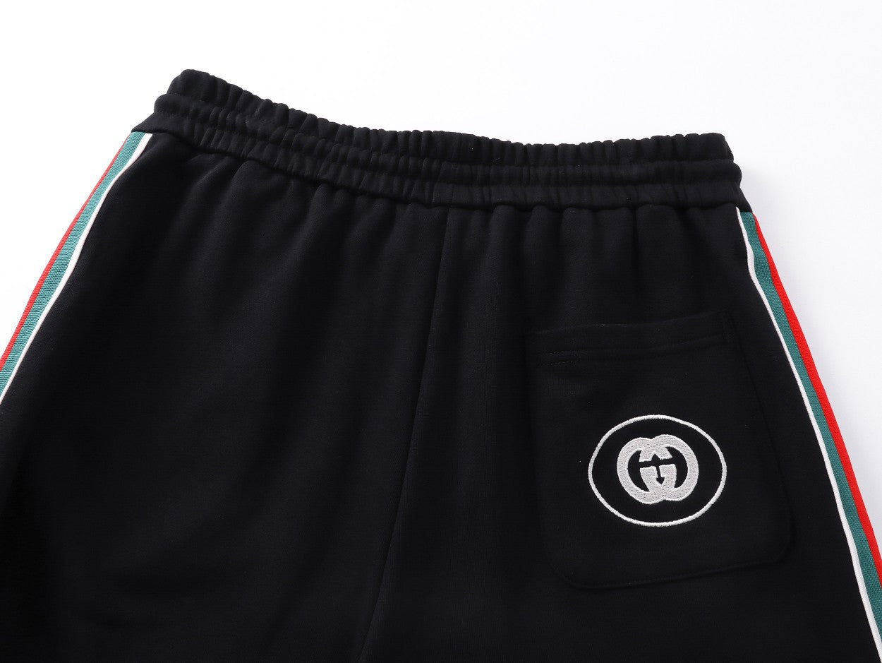 250917 New high-quality woven ribbon spliced elastic sports pants